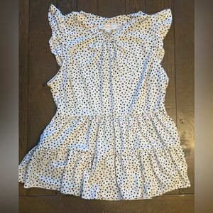 Monteau Los Angeles Black and White Polka Dot Sleeveless Blouse